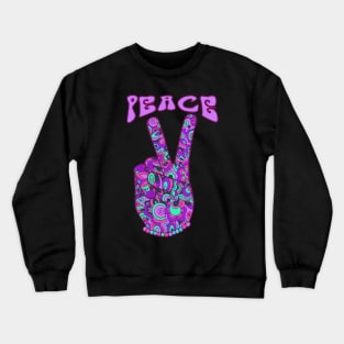 Peace Sign in Groovy Psychedelic Colours Crewneck Sweatshirt